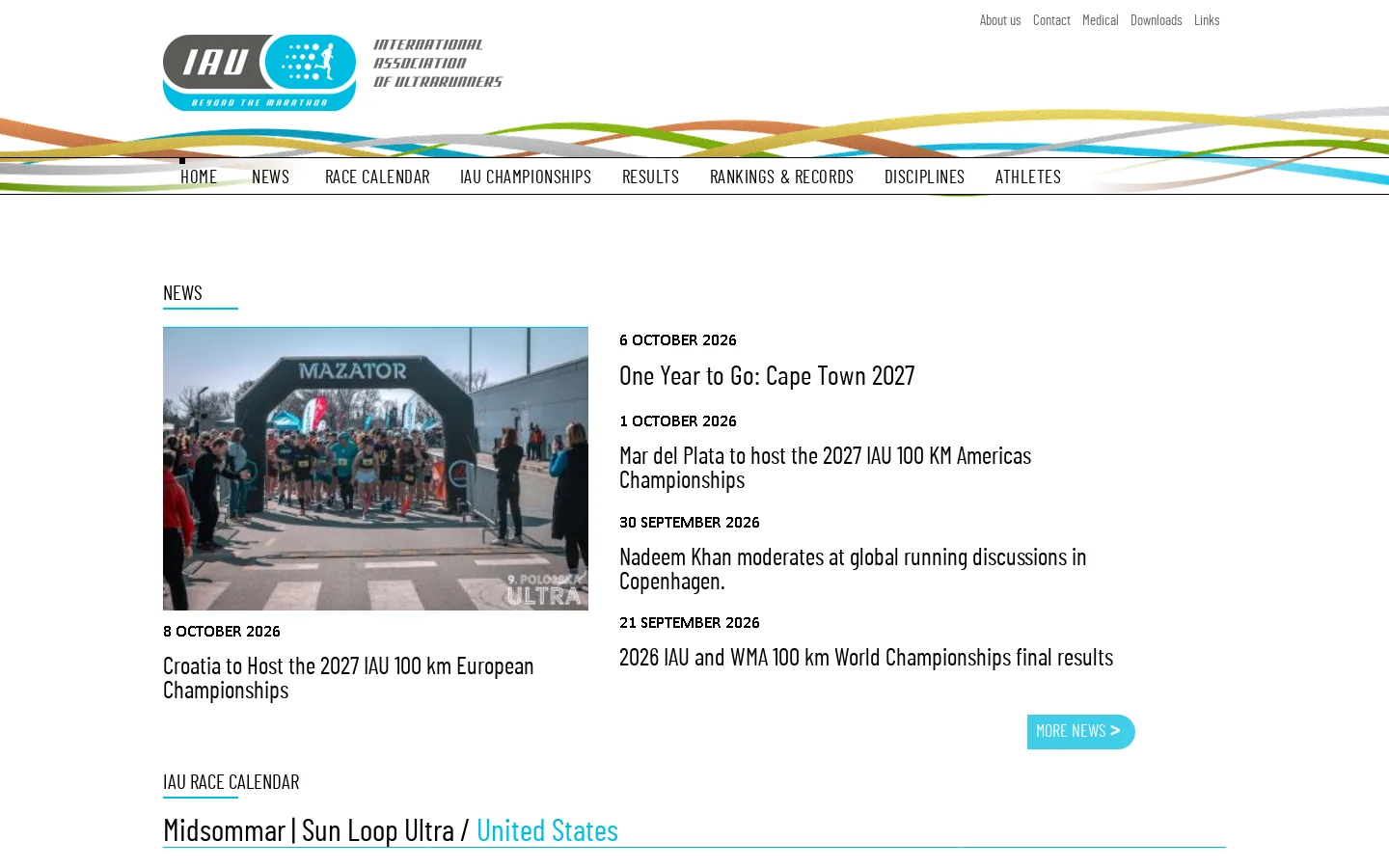 Home - IAU - International Association of Ultrarunners Homepage screenshot