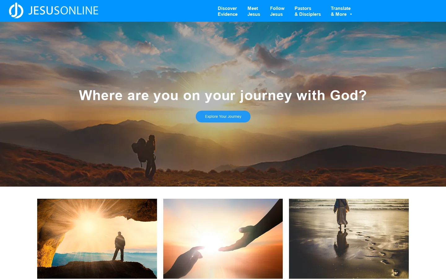 Join the JesusOnline Community… — Examining the evidence regarding the truth about Jesus, God, and the Bible; and helping people grow in their relationship with God Homepage screenshot