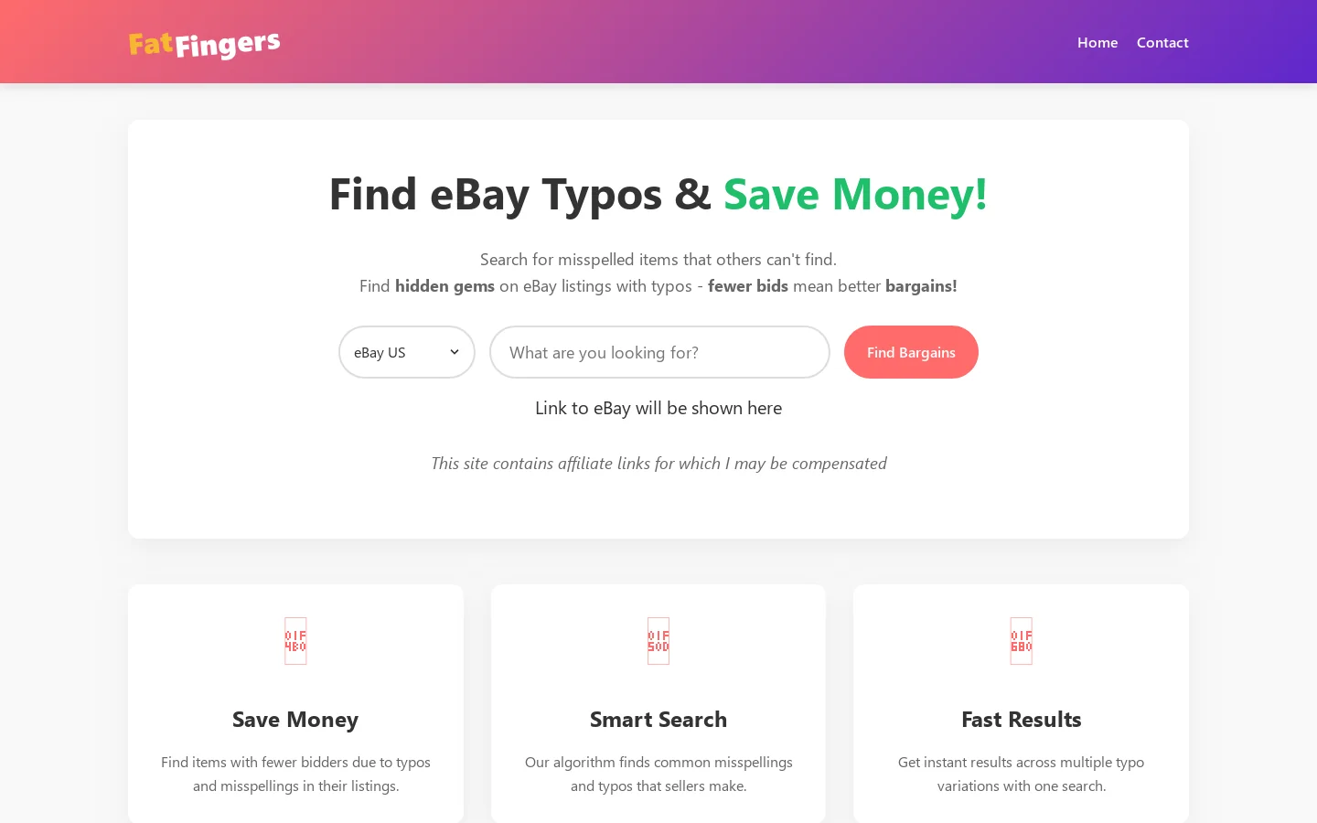 FatFingers Homepage screenshot