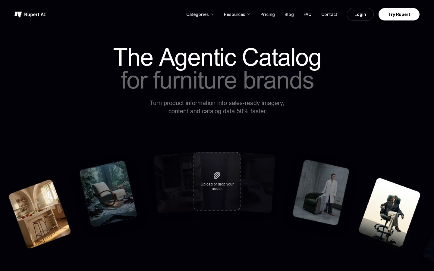 Rupert | AI catalog photography Homepage screenshot
