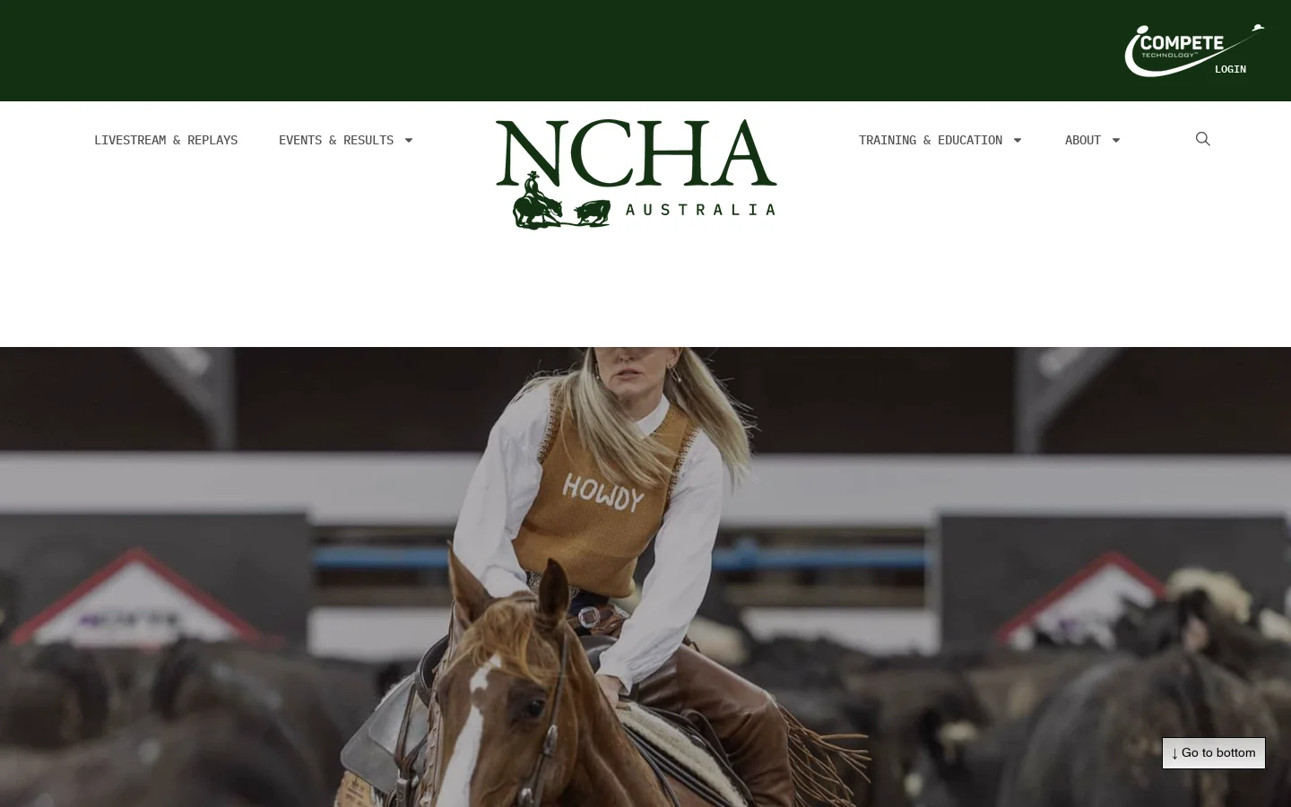 National Cutting Horses Australia Homepage screenshot