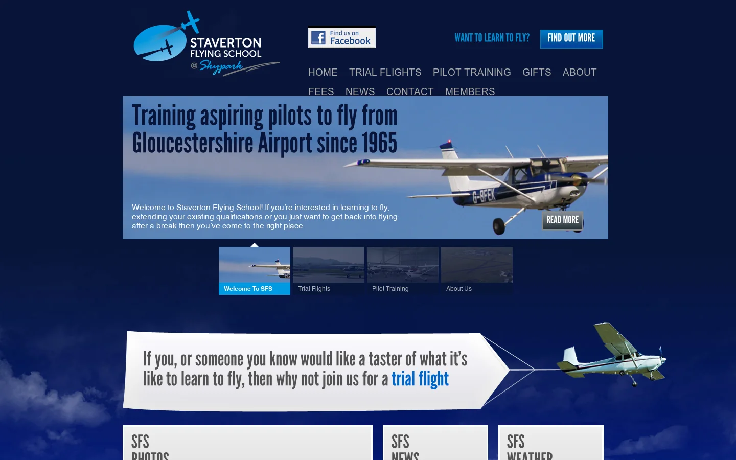 Staverton Flying School Homepage screenshot