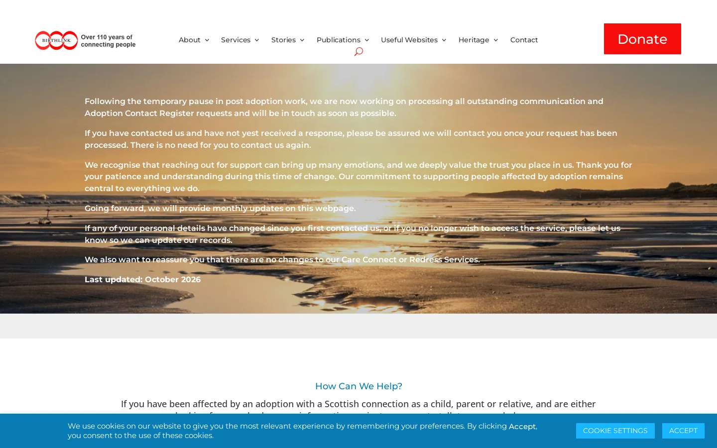 Birthlink Homepage screenshot