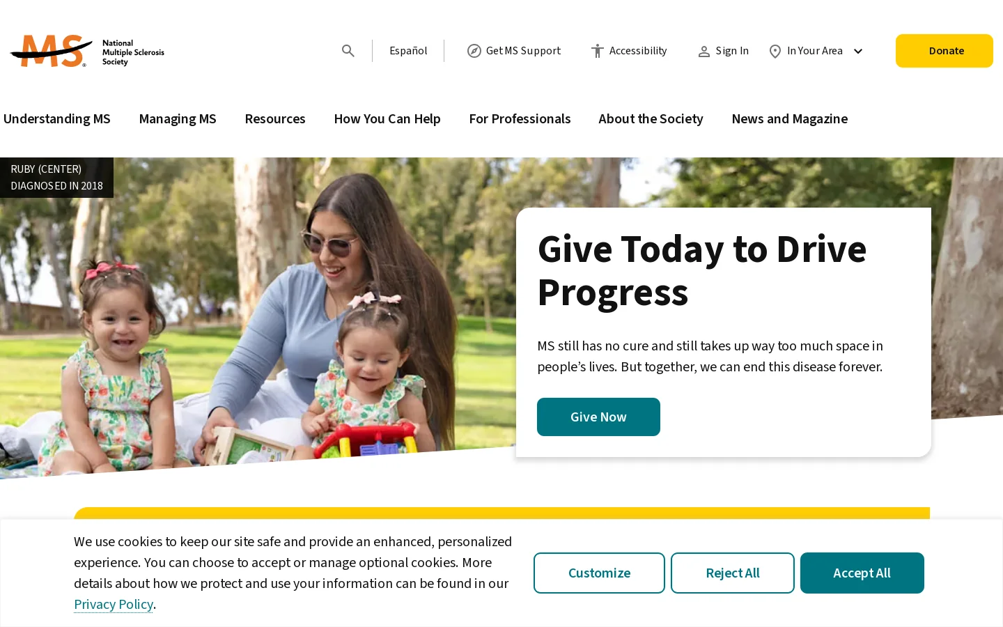 nationalmssociety.org Homepage screenshot