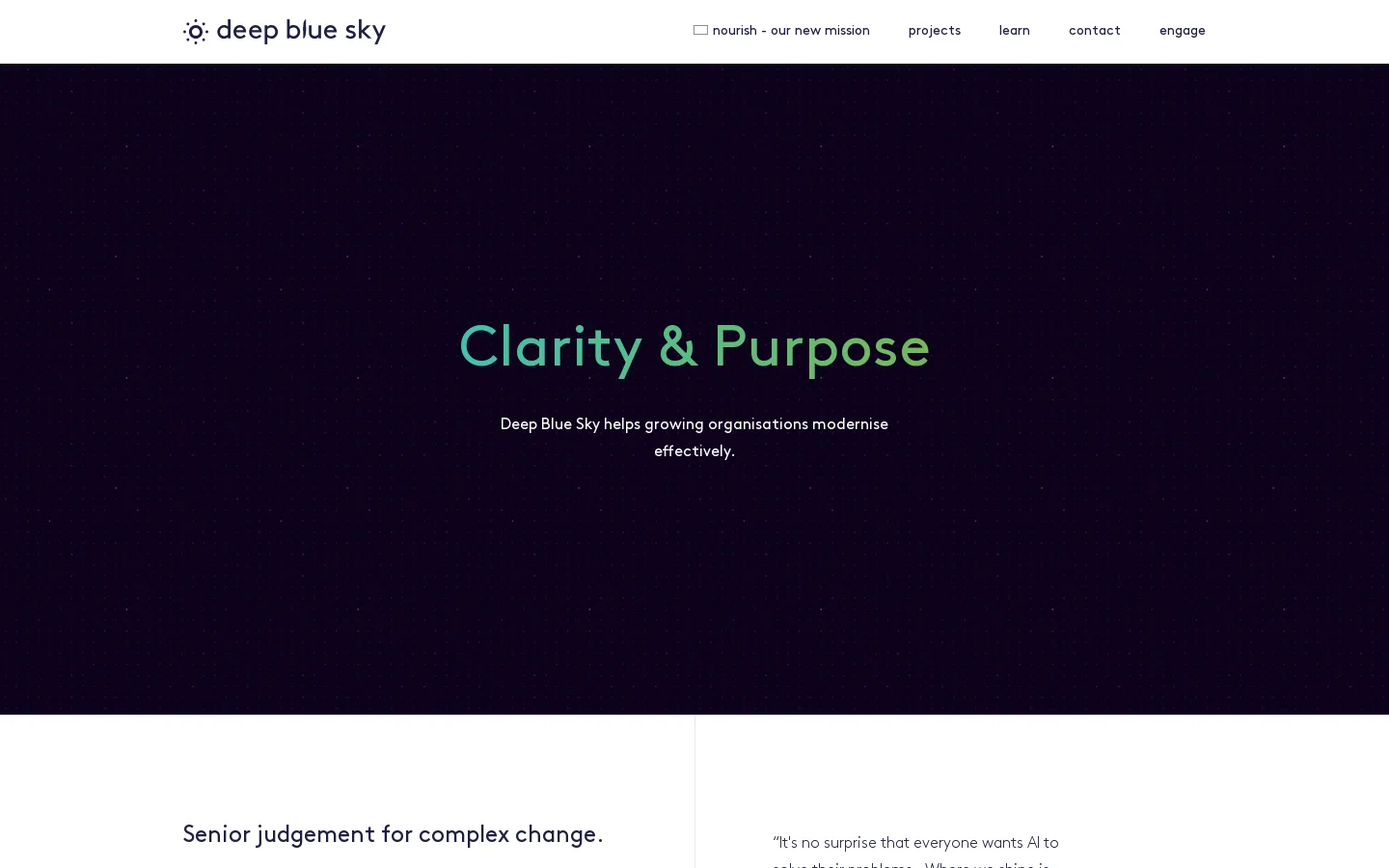 Deep Blue Sky, Digital Transformation Strategy & Software Development Homepage screenshot