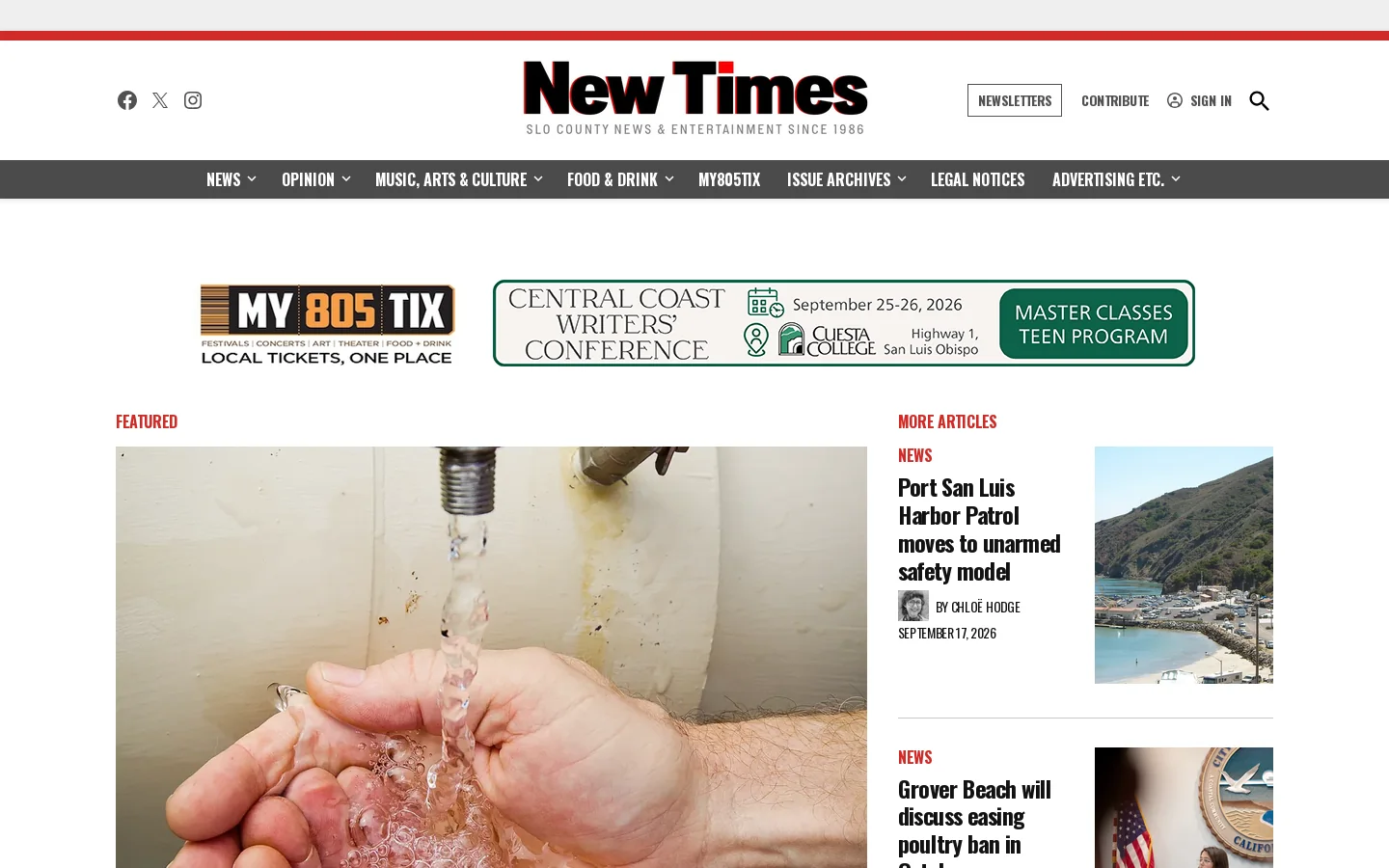 Homepage - New Times San Luis Obispo Homepage screenshot