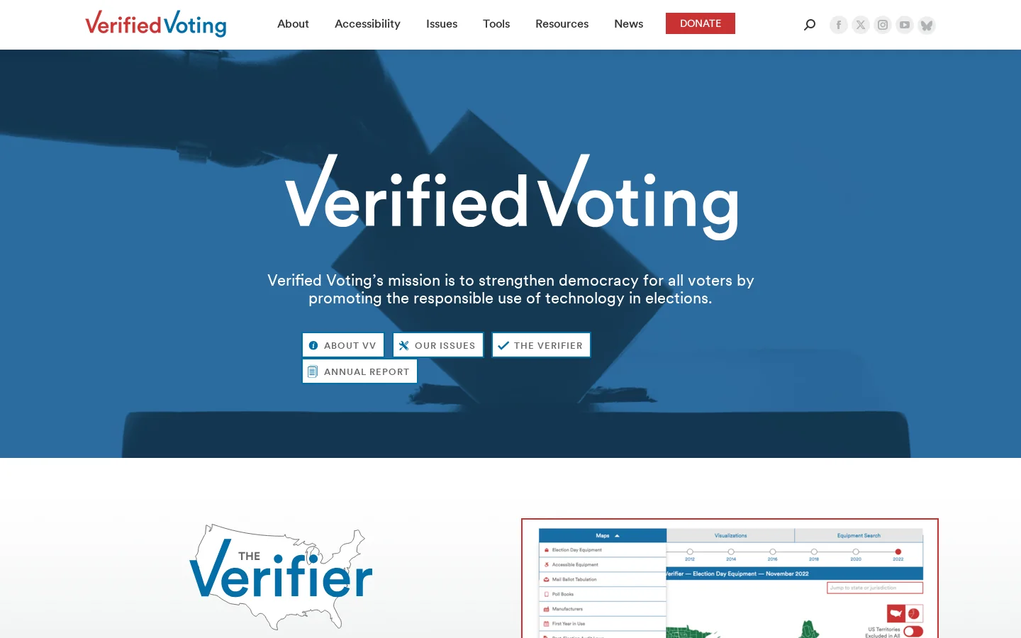 Verified Voting Homepage screenshot