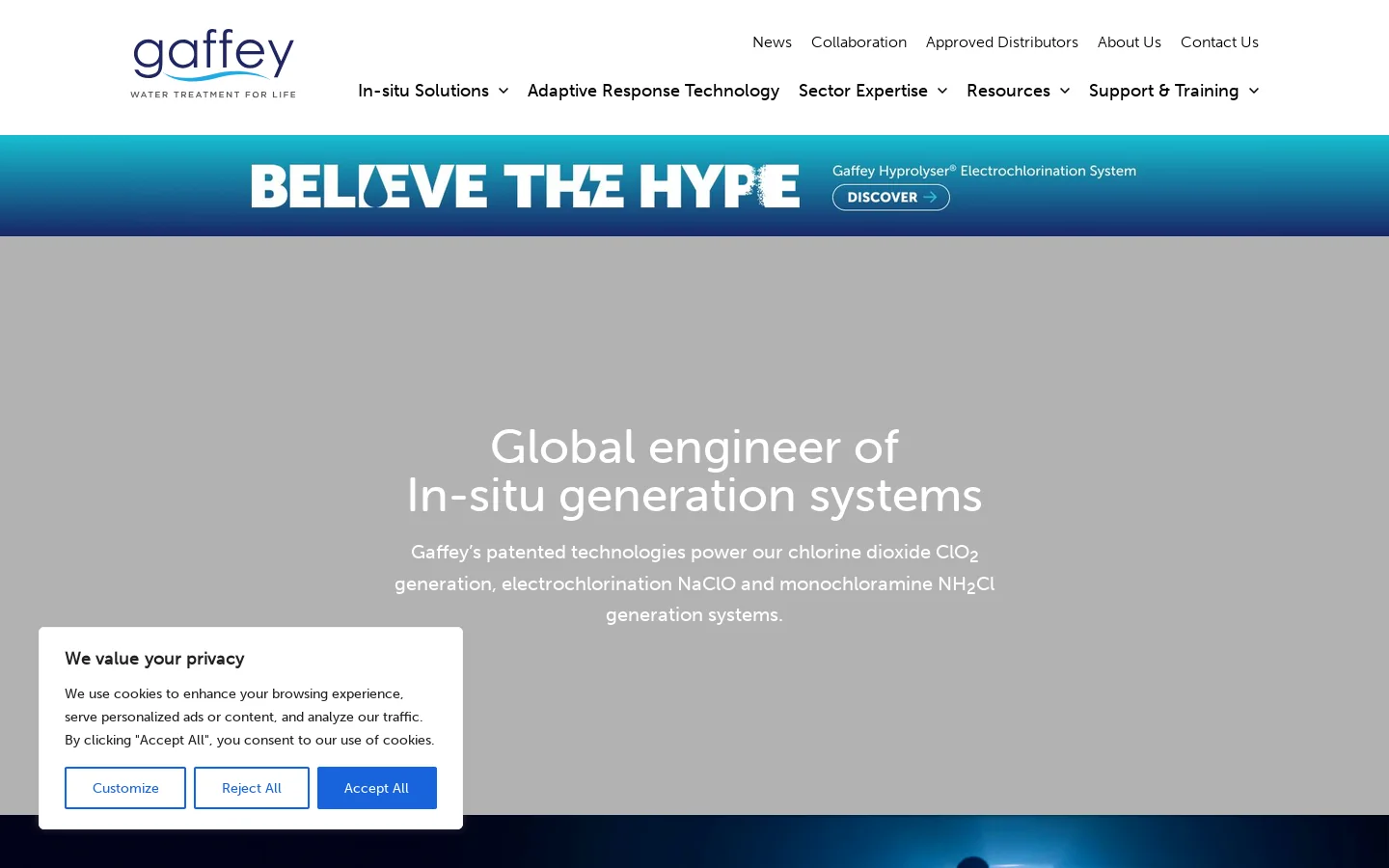 Industrial and Commercial Water Treatment Systems | Gaffey Homepage screenshot