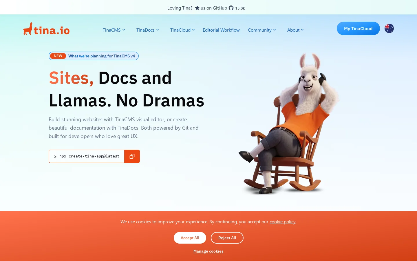 Forestry.io to TinaCMS Migration Guide Homepage screenshot