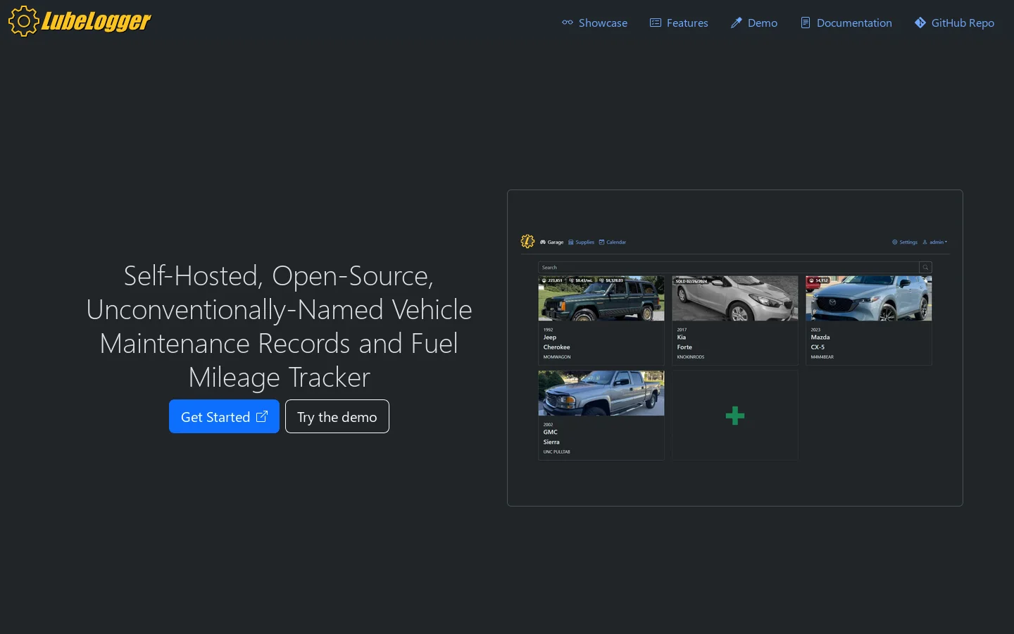 LubeLogger Homepage screenshot