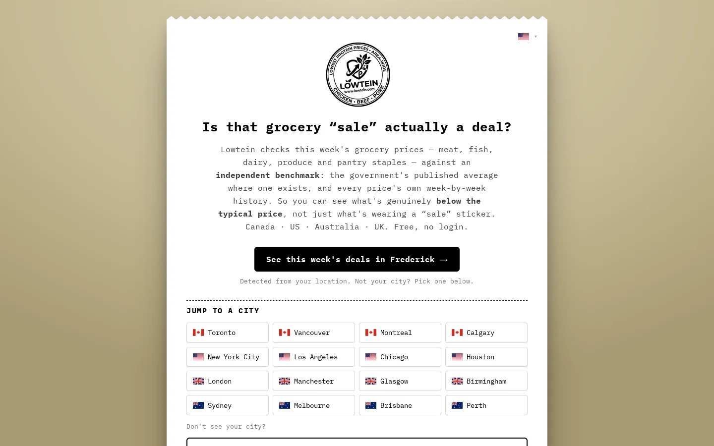 Lowtein Homepage screenshot