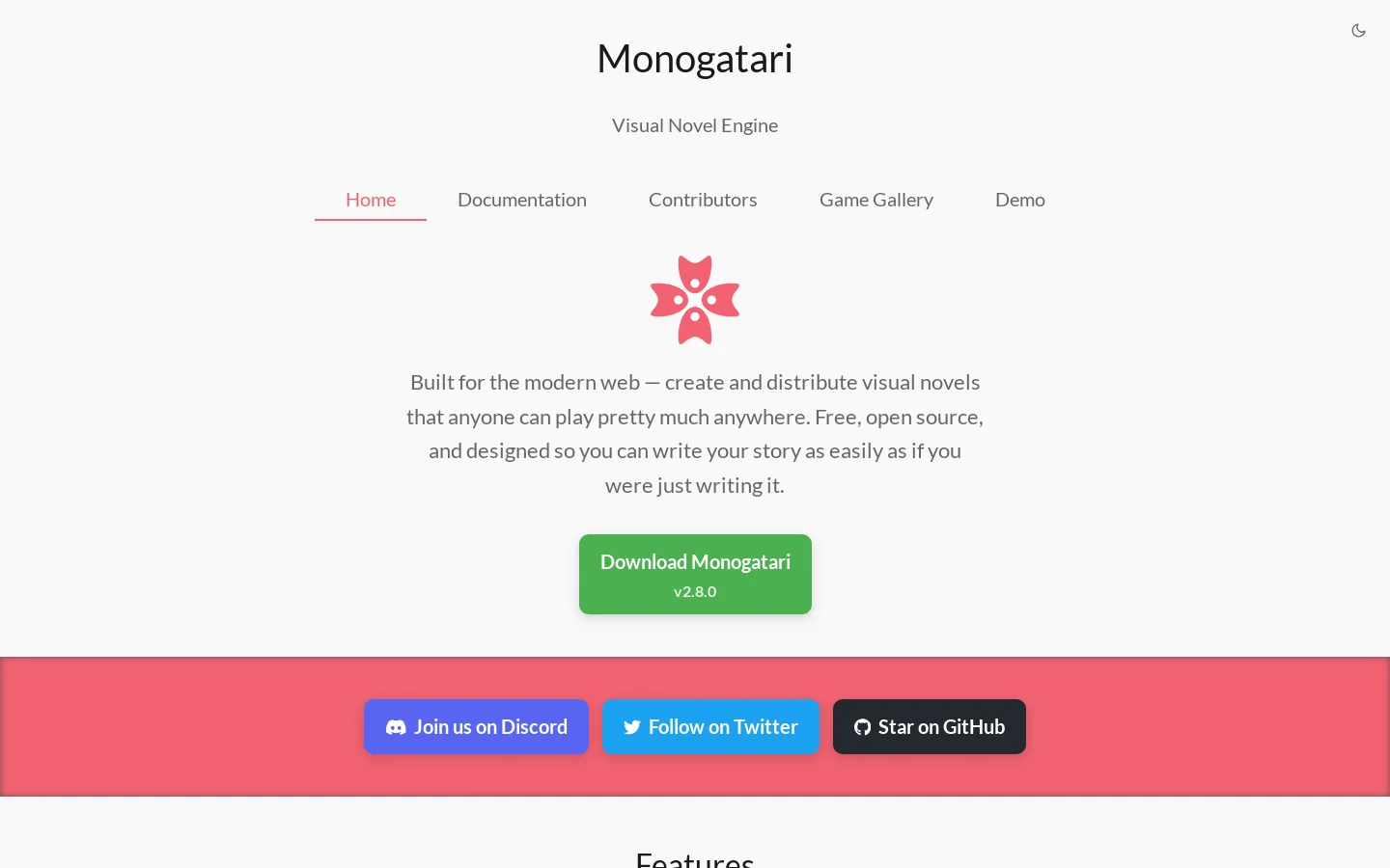 Monogatari Homepage screenshot