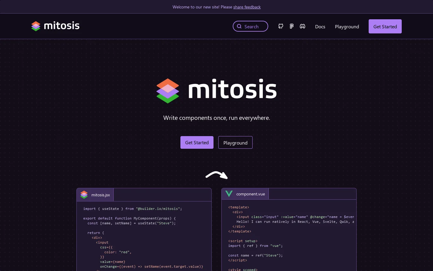 Mitosis Homepage screenshot