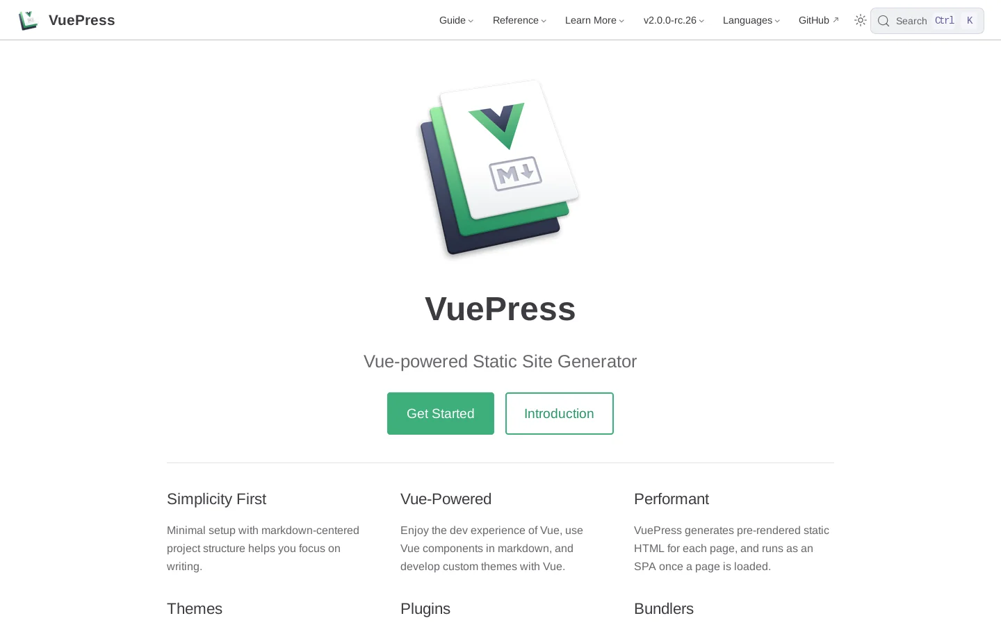 VuePress Homepage screenshot