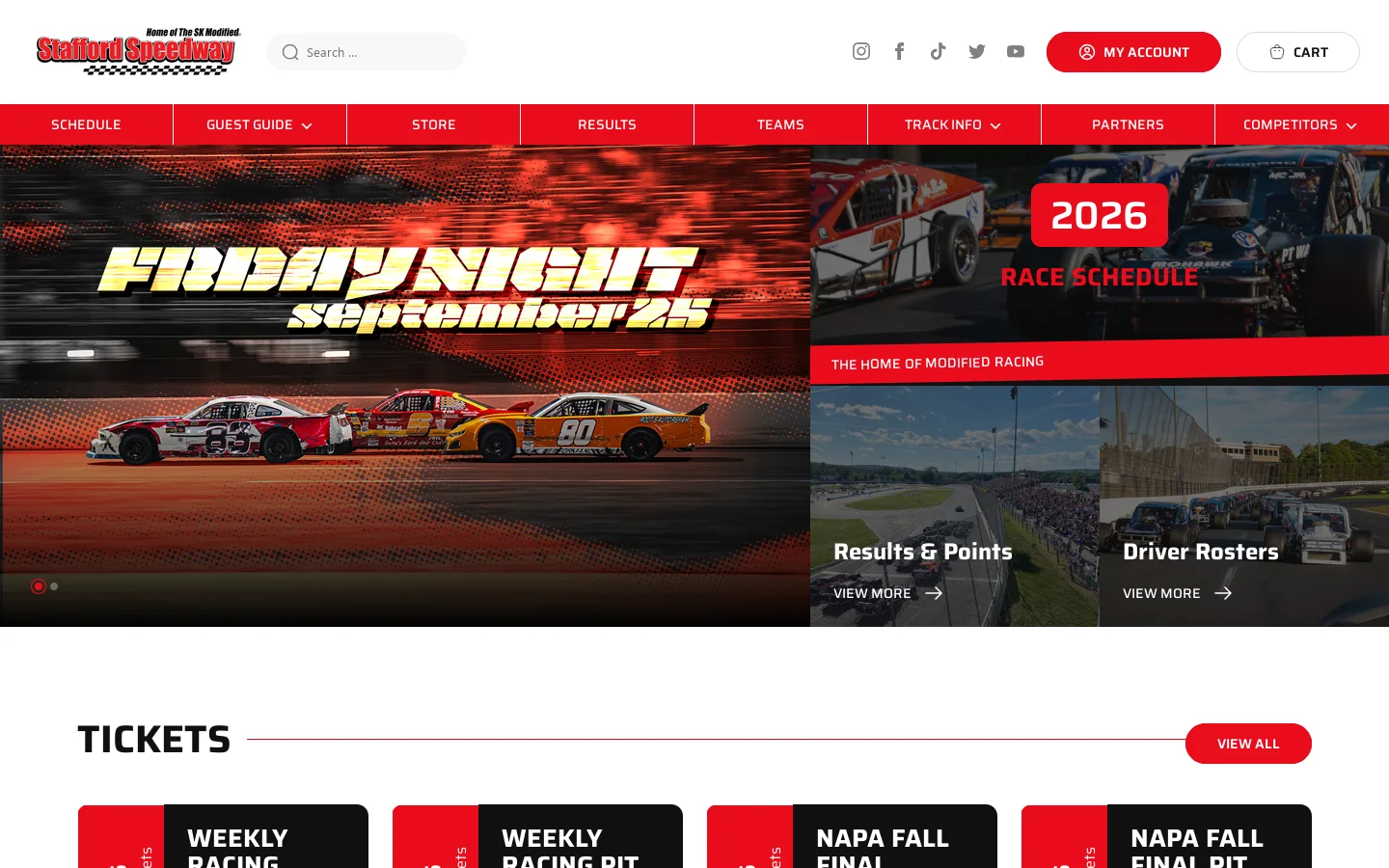 Stafford Motor Speedway Homepage screenshot
