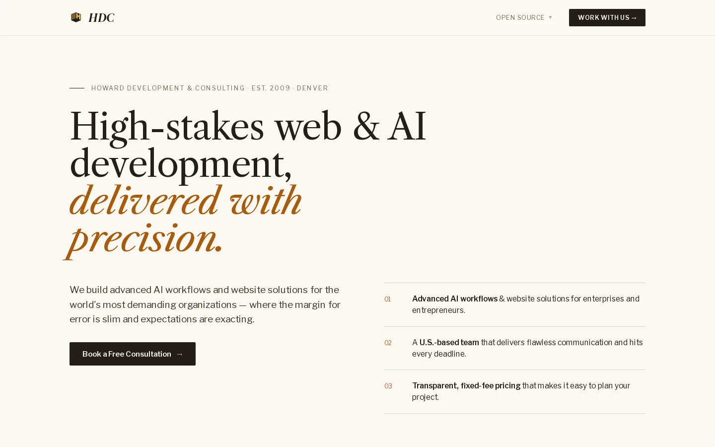 HDC Homepage screenshot