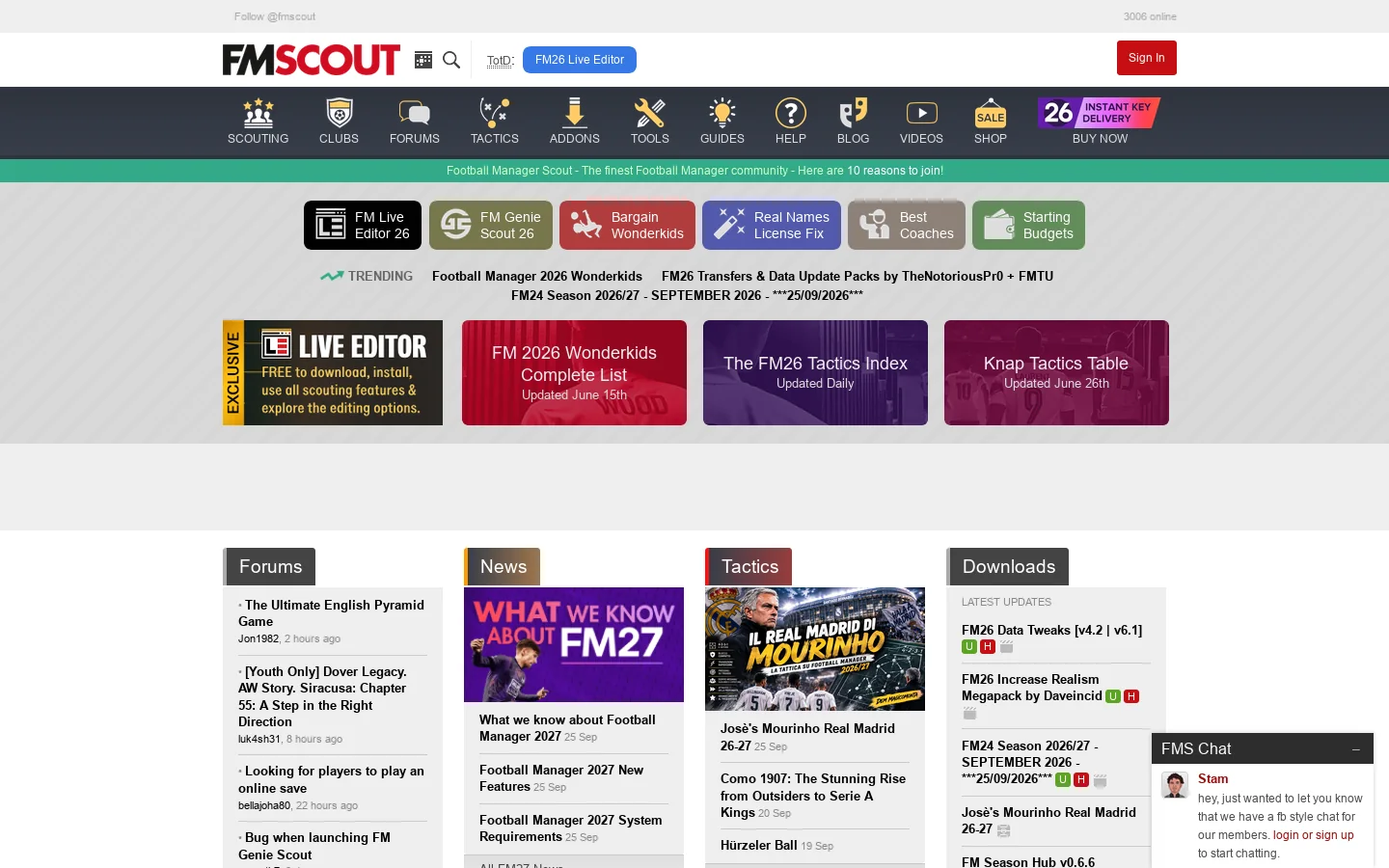 FM Scout Homepage screenshot