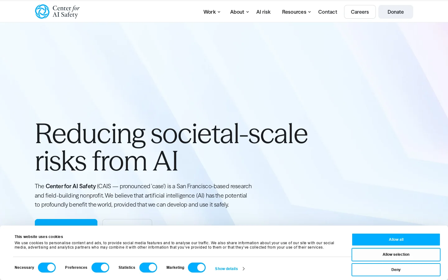 Center for AI Safety (CAIS) Homepage screenshot