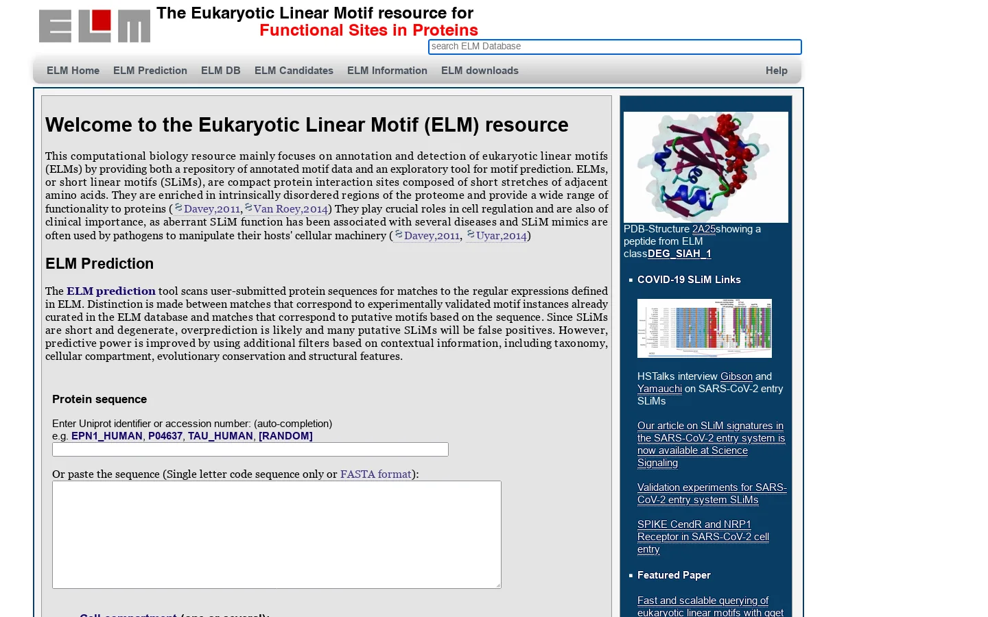 ELM Homepage screenshot