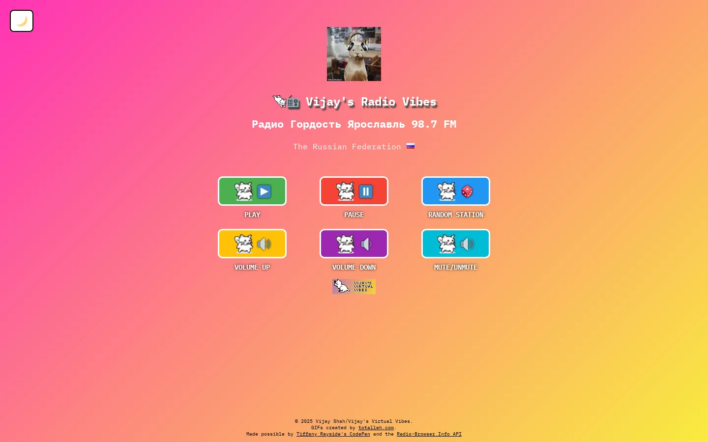 📻🐈🎲 Vijay's Radio Vibes Homepage screenshot
