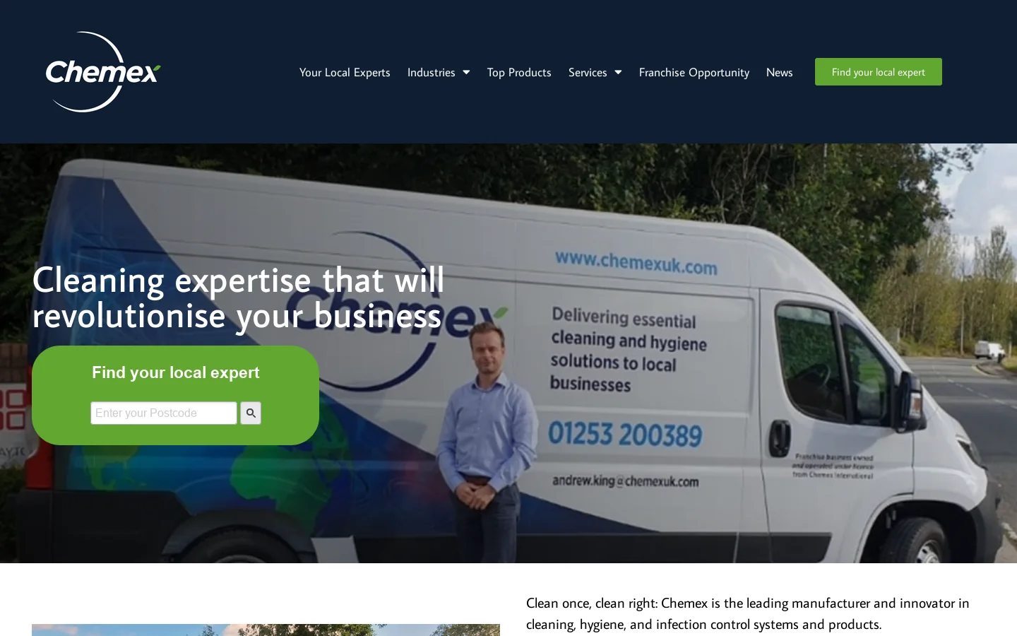 Chemex – The one-stop solution for all cleaning purposes Homepage screenshot