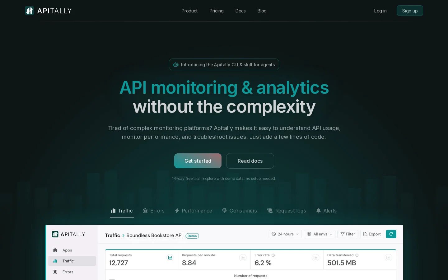 Apitally Homepage screenshot