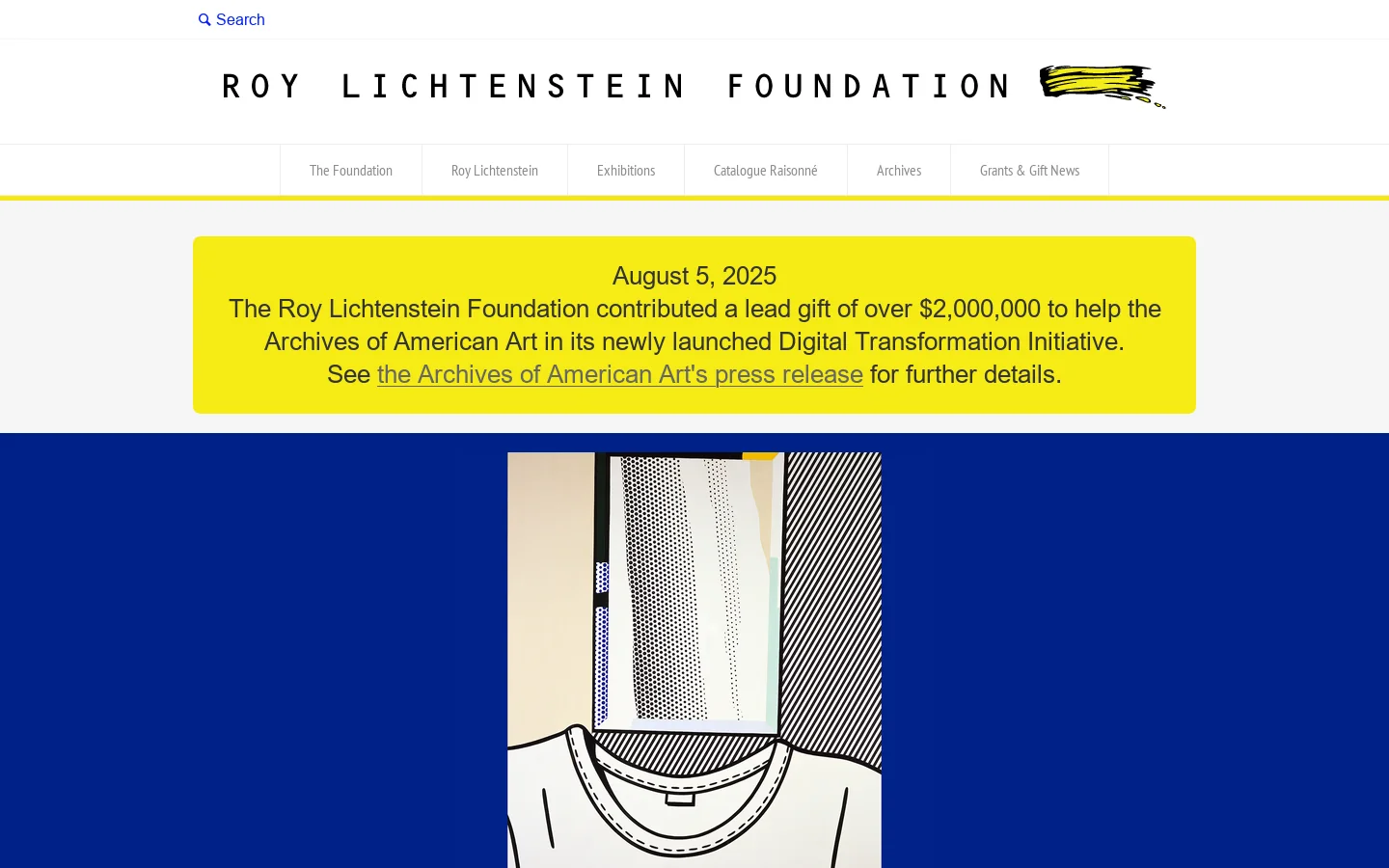 Roy Lichtenstein Foundation – Roy Lichtenstein Foundation Homepage screenshot