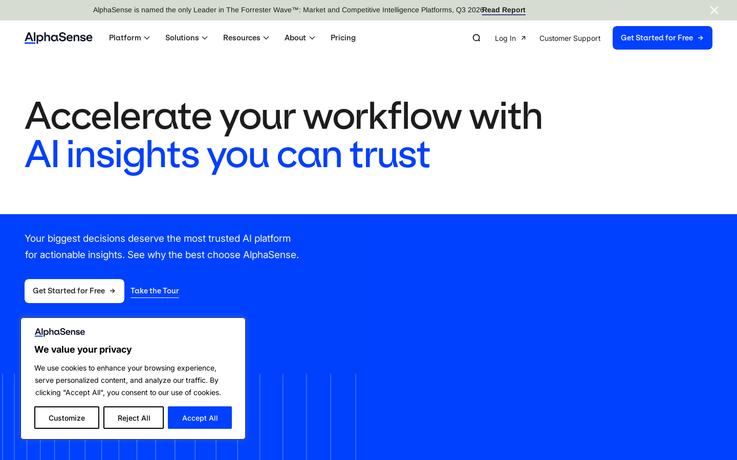 AlphaSense Homepage screenshot