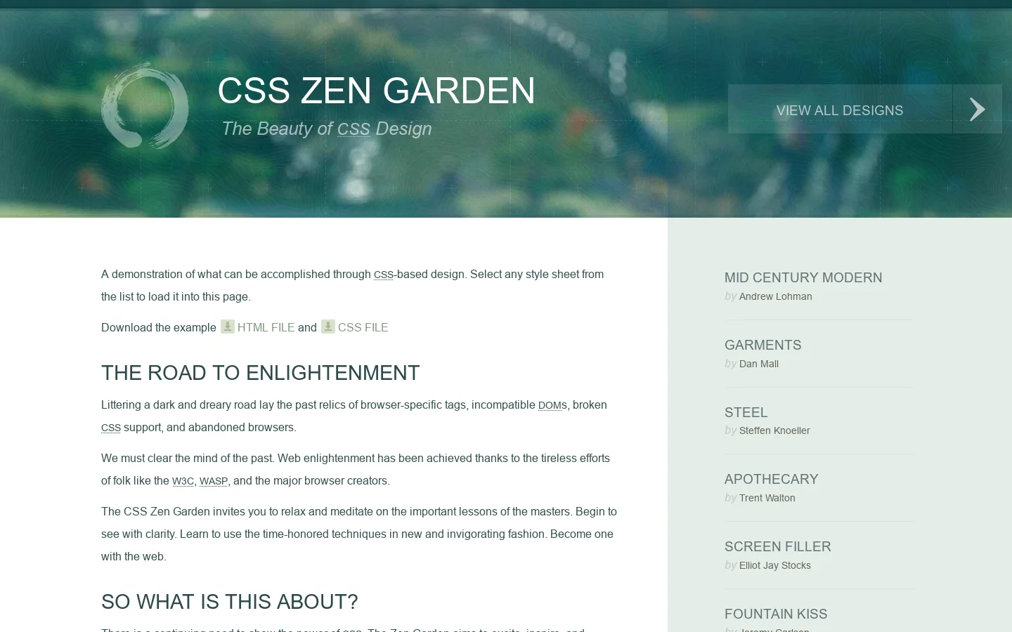 CSS Zen Garden Homepage screenshot