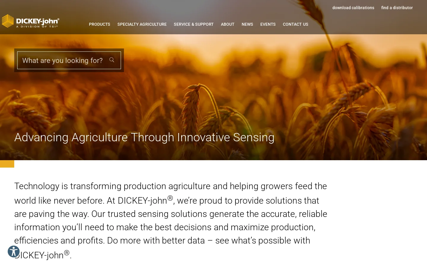 DICKEY-john Homepage screenshot