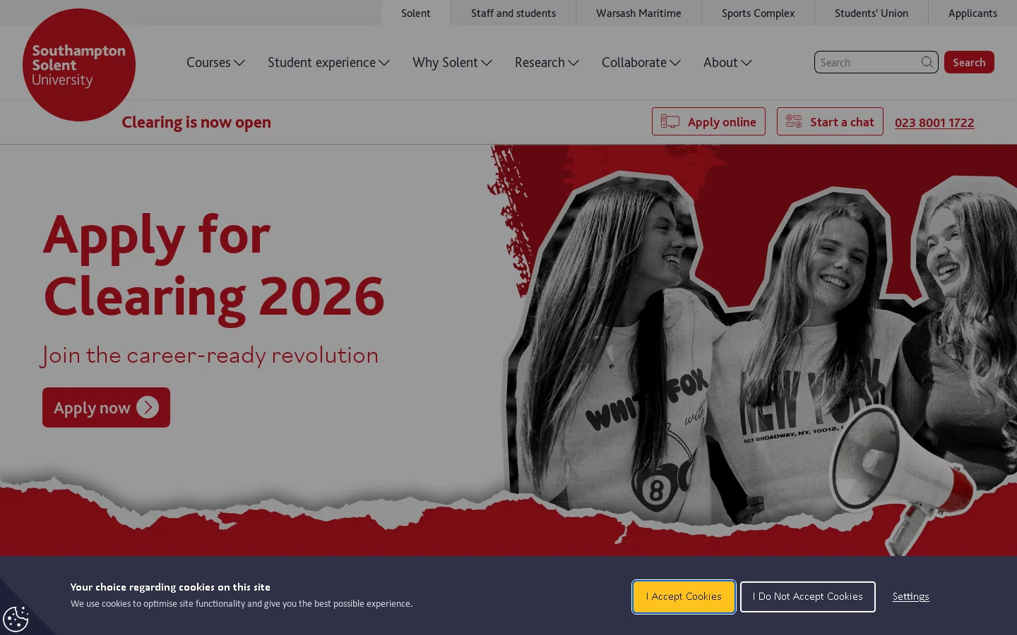 Southampton Solent University | The Solent I see, sees me. Homepage screenshot