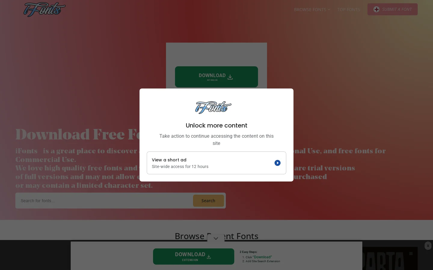 iFonts Homepage screenshot