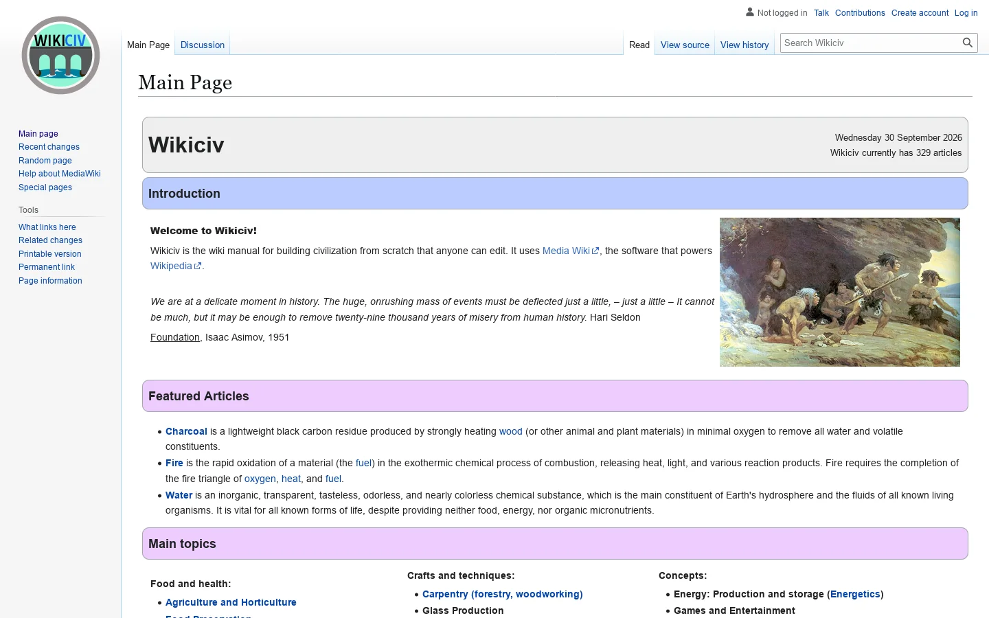 Wikiciv Homepage screenshot