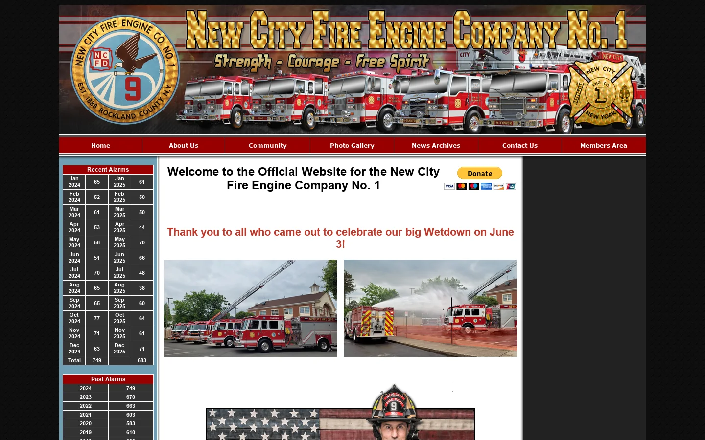 New City Fire Engine Company No. 1 Homepage screenshot