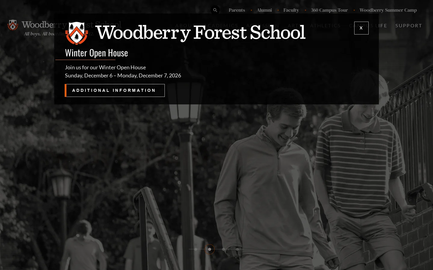 Woodberry Forest School Homepage screenshot