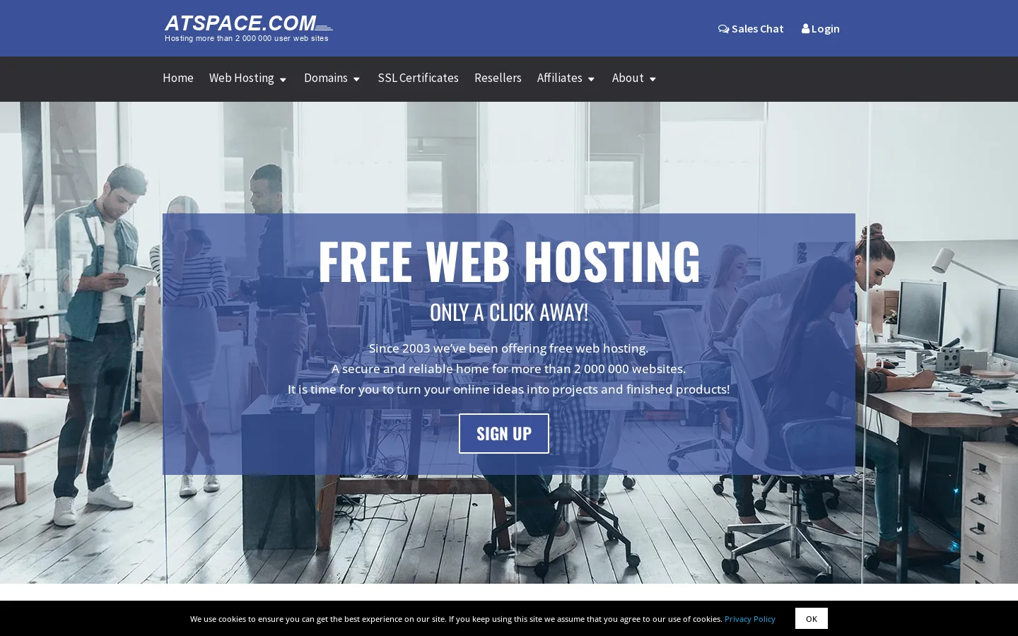 Free Web Hosting for Life, Free Domains, Easy Website Builder Homepage screenshot