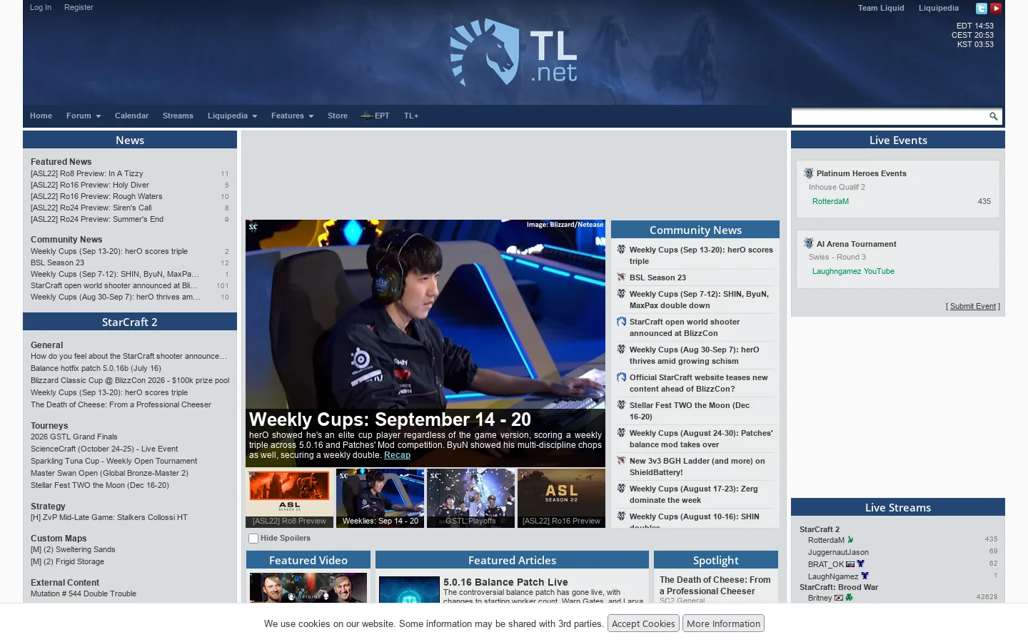 TL.net Homepage screenshot