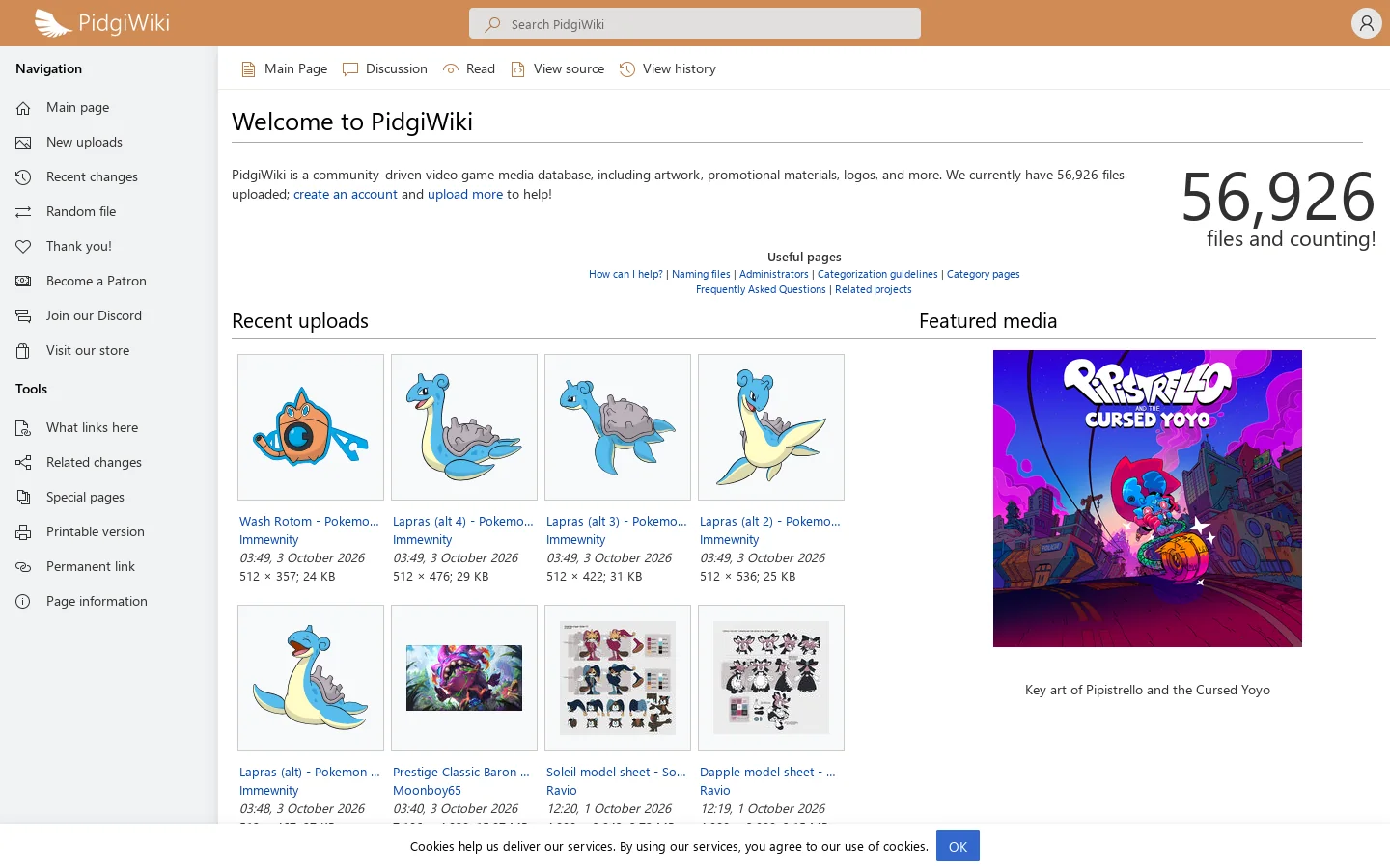 PidgiWiki Homepage screenshot