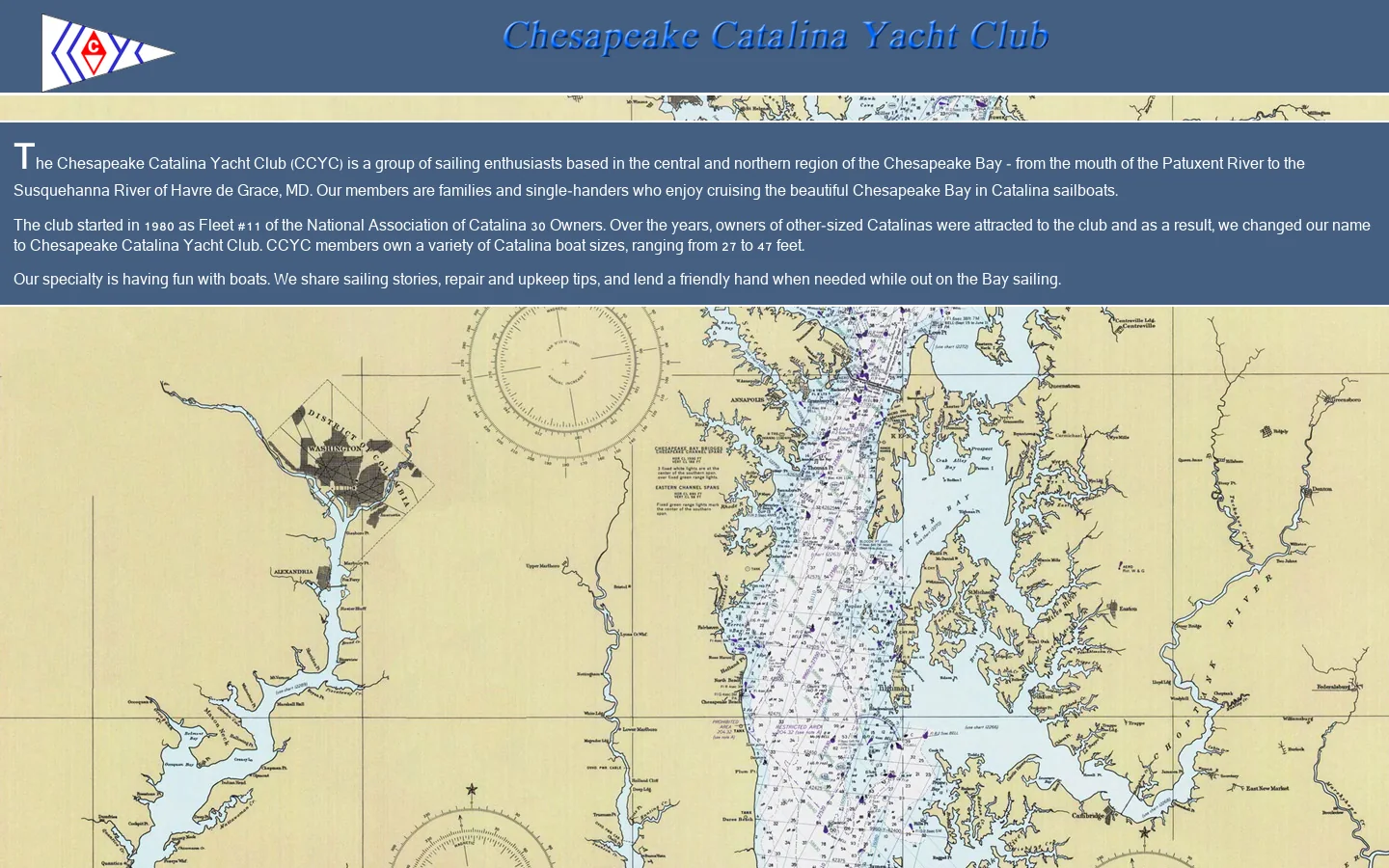 Chesapeake Catalina Yacht Club - Sailing in the Chesapeake Bay Homepage screenshot