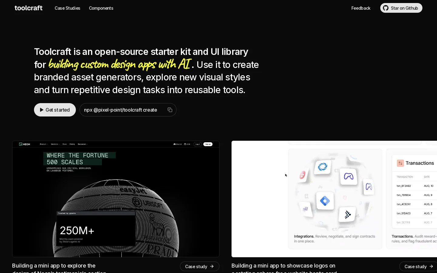 Toolcraft Homepage screenshot