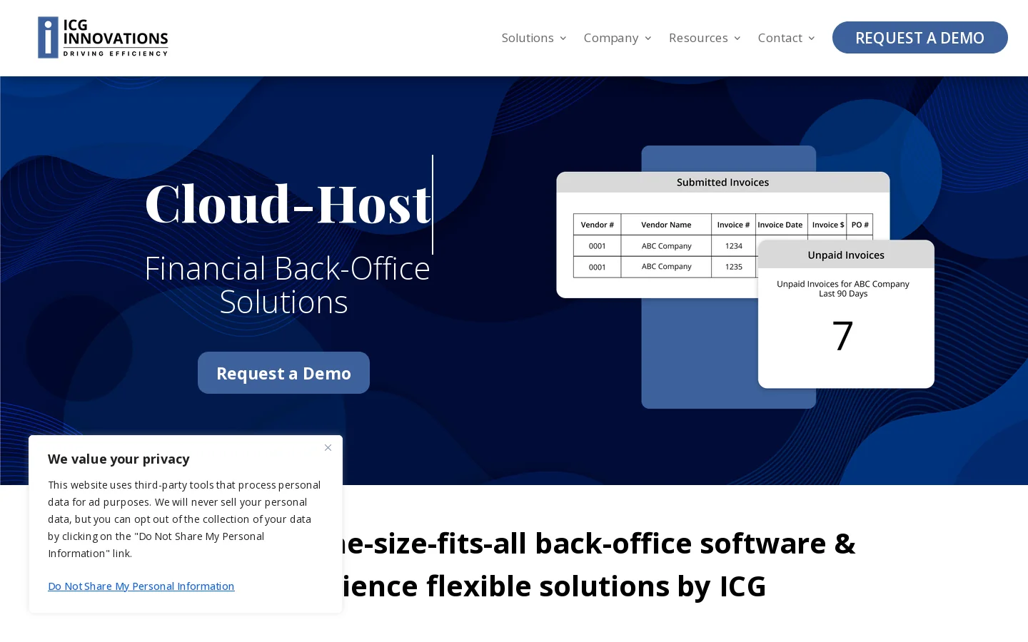 ICG Innovations Homepage screenshot