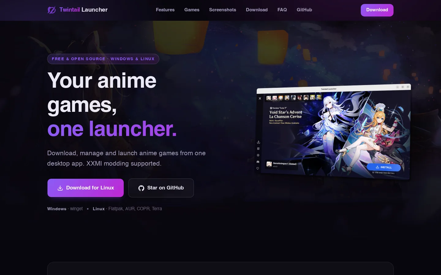 Twintail Launcher Homepage screenshot