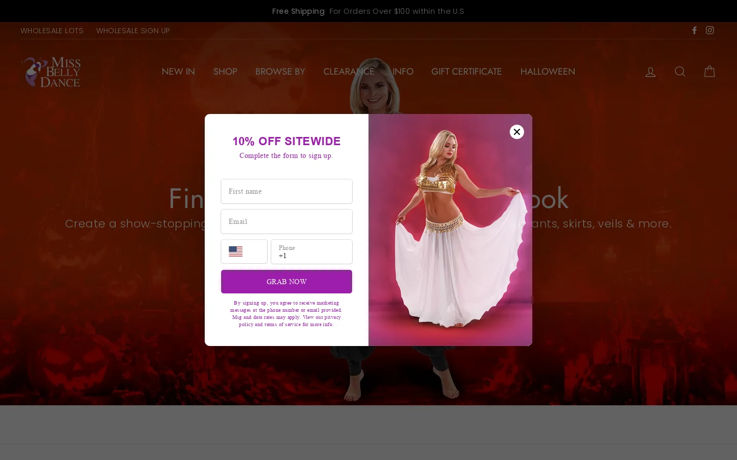 MissBellyDance Homepage screenshot