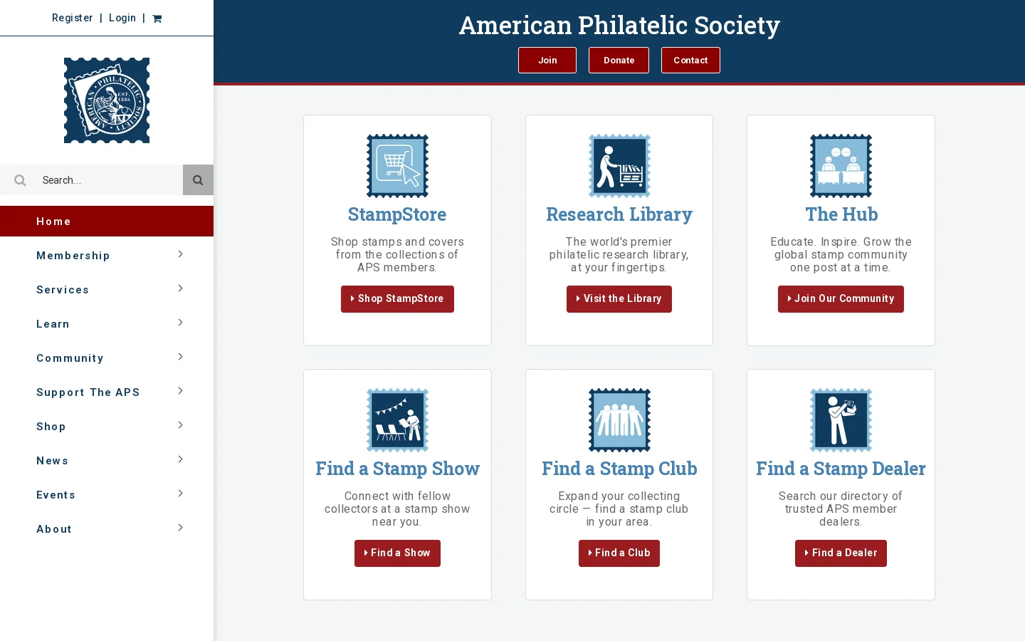 Stamps.org Home Page Homepage screenshot