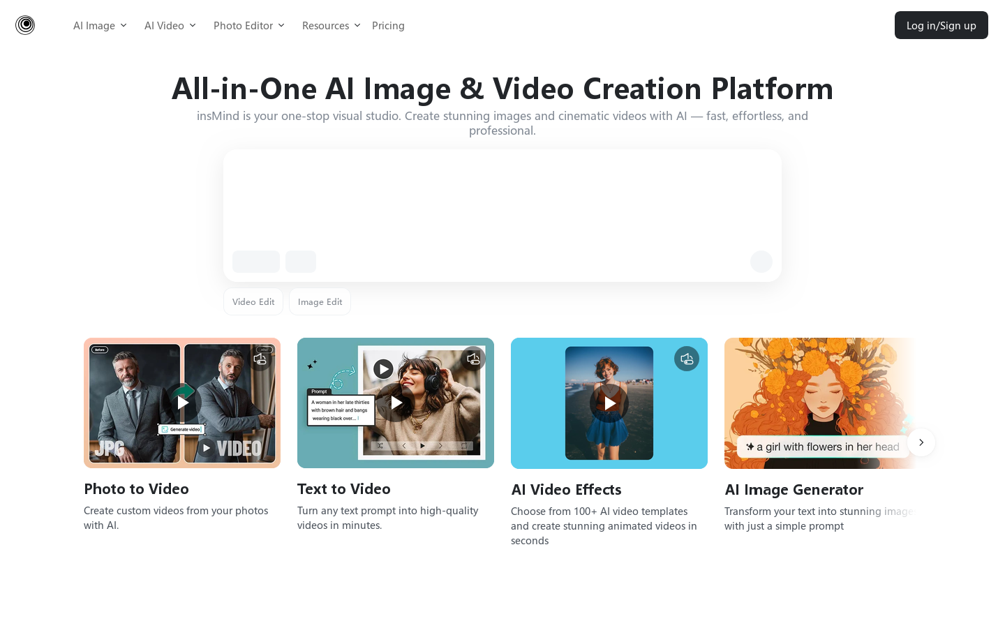 insMind Homepage screenshot