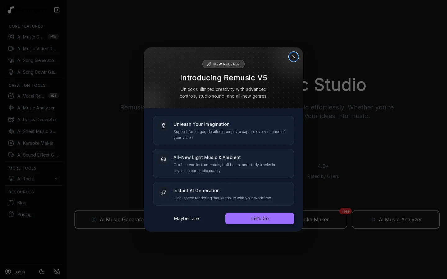 Remusic Homepage screenshot