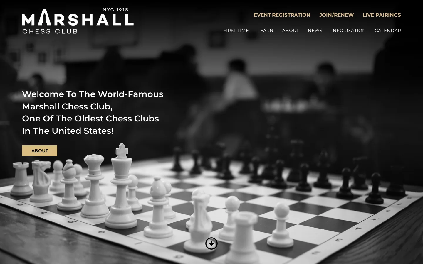 Marshall Chess Club Homepage screenshot