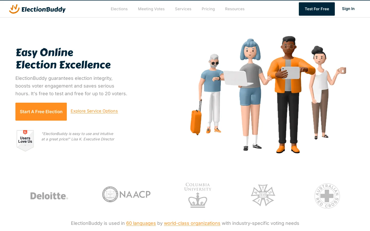 ElectionBuddy Homepage screenshot