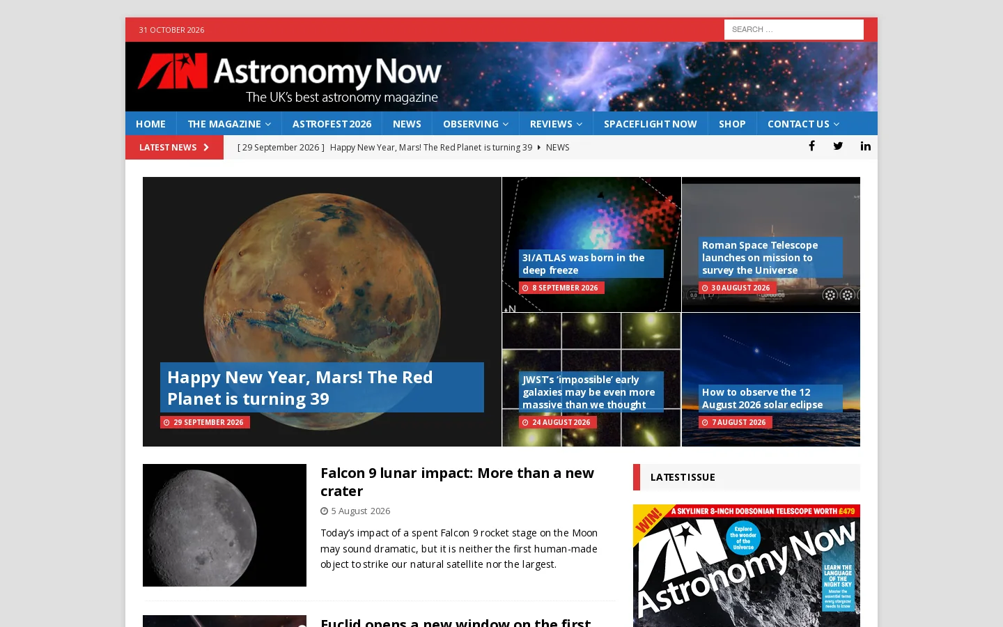Astronomy Now Homepage screenshot