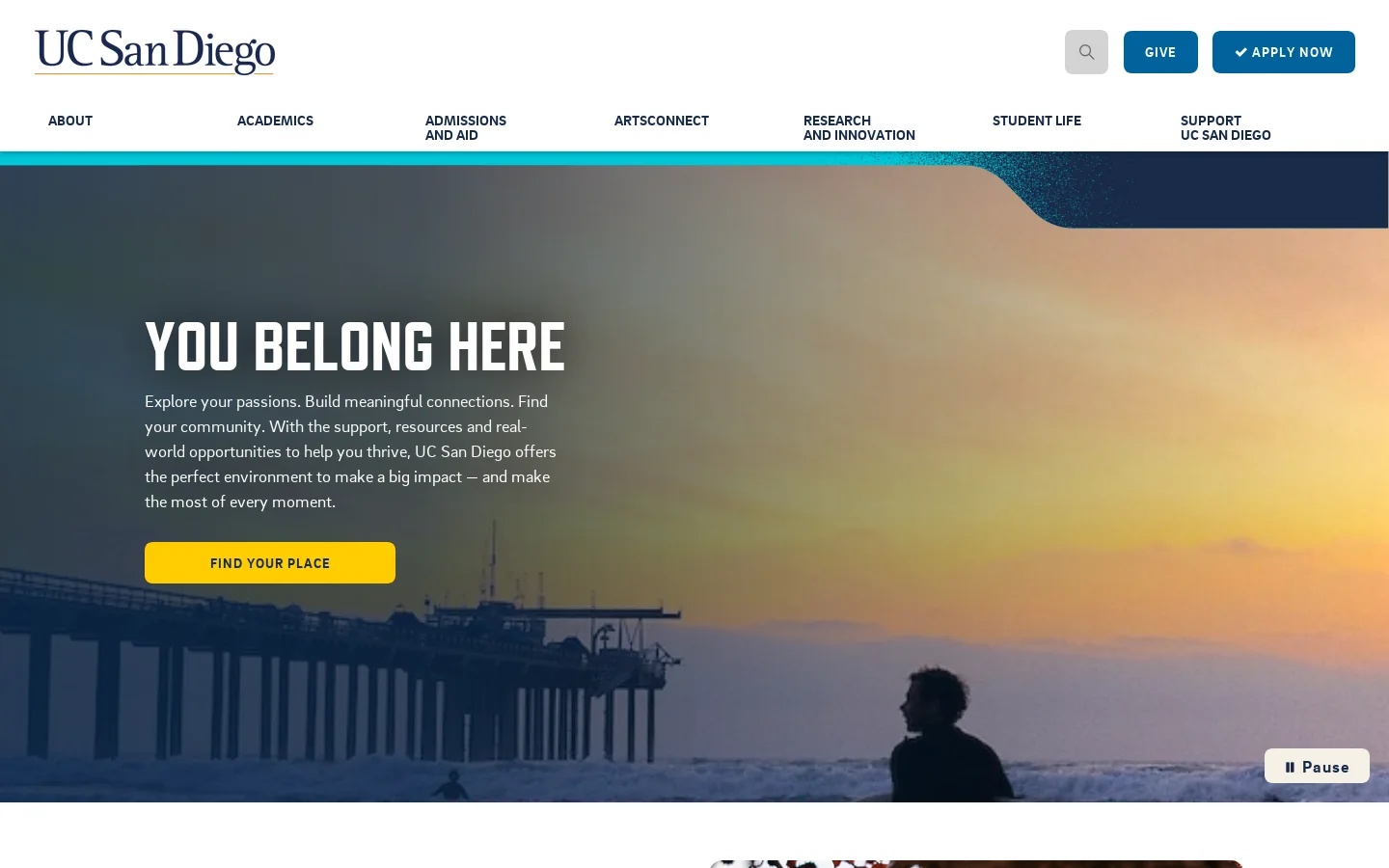 University of California San Diego Homepage screenshot